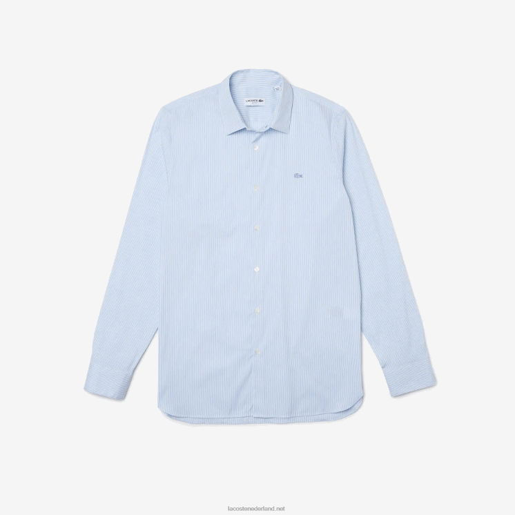 Lacoste Slim-fit geruit overhemd van stretchpopeline 0828H401 wit blauw f6z Heren