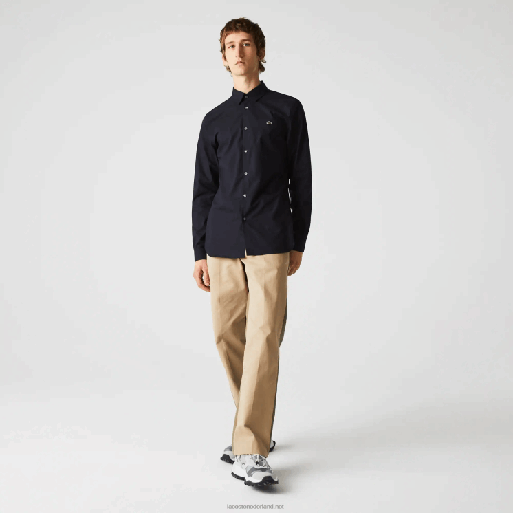 Lacoste Slim-fit overhemd van popeline stretchkatoen 0828H1487 marineblauw hde Heren