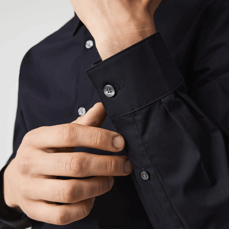 Lacoste Slim-fit overhemd van popeline stretchkatoen 0828H1487 marineblauw hde Heren