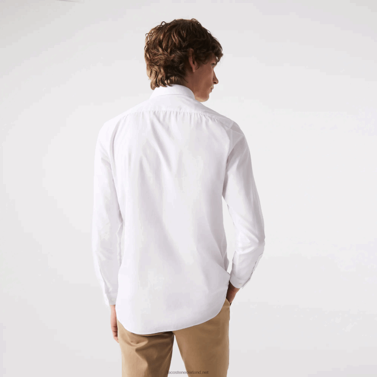 Lacoste Slim-fit overhemd van popeline stretchkatoen 0828H1488 wit 001 Heren
