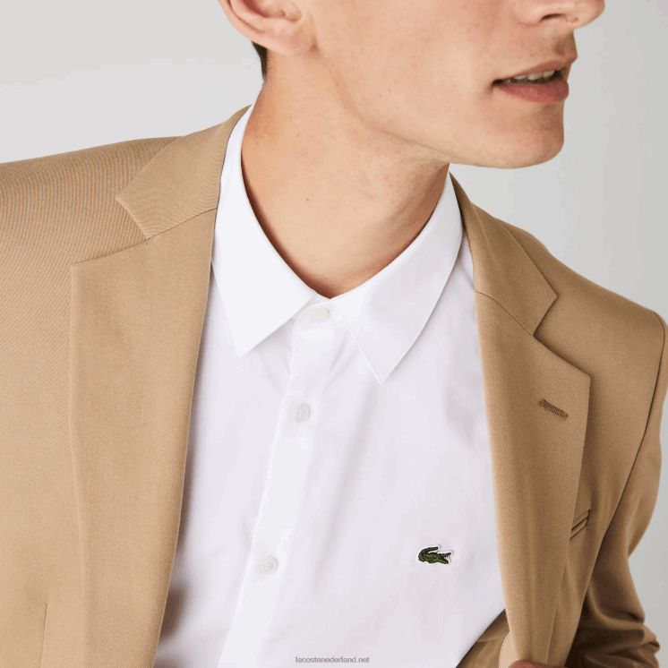 Lacoste Slim-fit overhemd van popeline stretchkatoen 0828H1488 wit 001 Heren