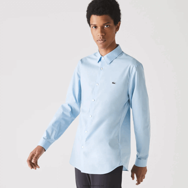 Lacoste Slim-fit overhemd van popeline stretchkatoen 0828H1489 blauwe hbp Heren
