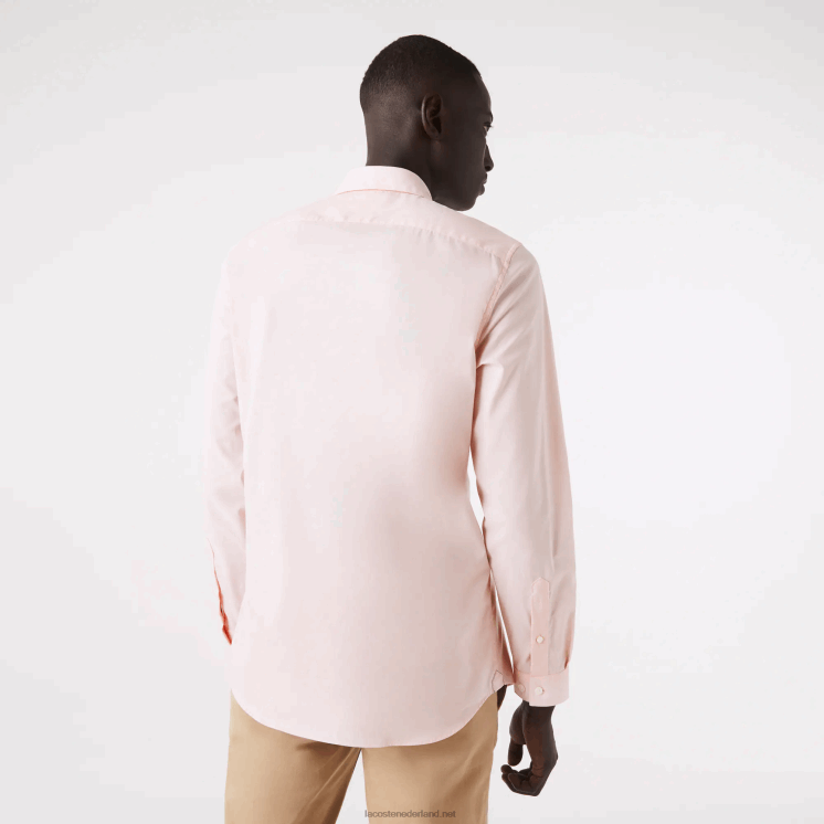 Lacoste Slim-fit overhemd van popeline stretchkatoen 0828H1490 licht roze adi Heren