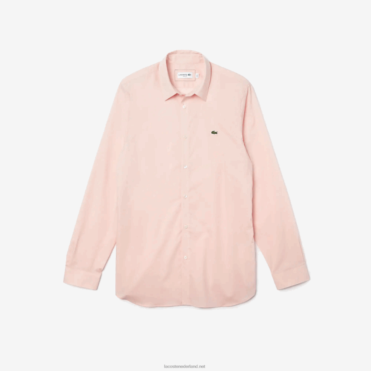 Lacoste Slim-fit overhemd van popeline stretchkatoen 0828H1490 licht roze adi Heren