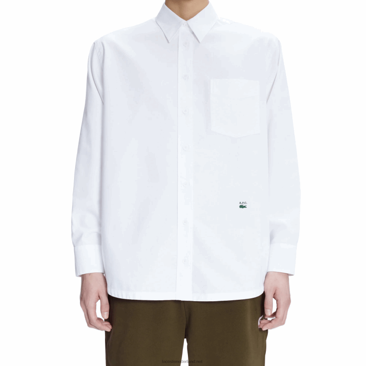 Lacoste a.p.c. relaxed fit katoenen overhemd 0828H1631 wit 001 Heren