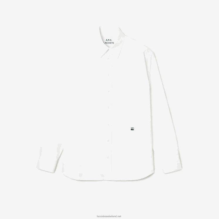 Lacoste a.p.c. relaxed fit katoenen overhemd 0828H1631 wit 001 Heren