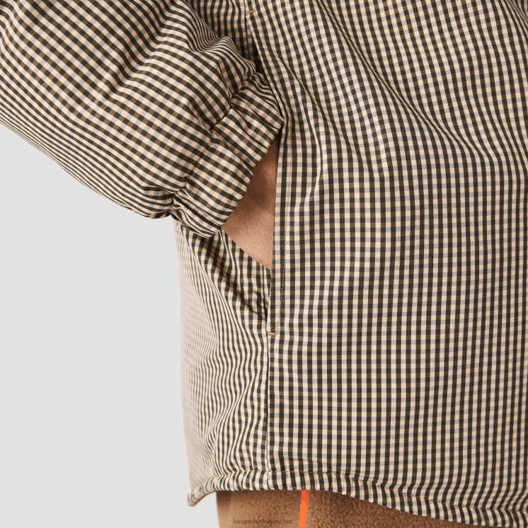 Lacoste geruit print waterafstotend overshirt 0828H1549 beige marine kaki groen 87e Heren
