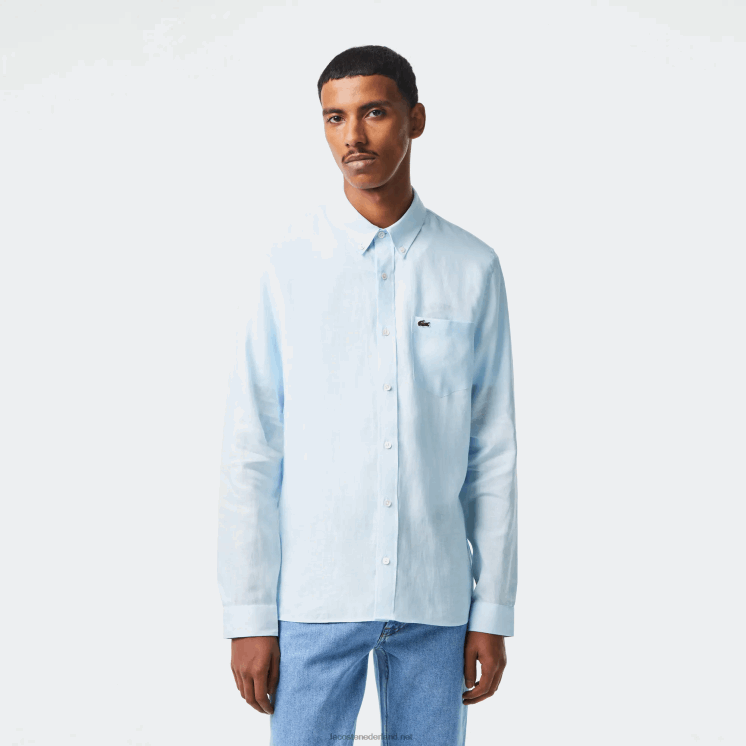 Lacoste linnen overhemd 0828H468 lichtblauw t01 Heren