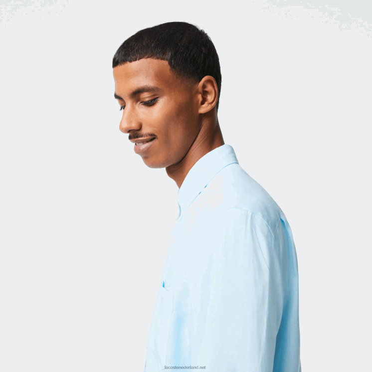 Lacoste linnen overhemd 0828H468 lichtblauw t01 Heren