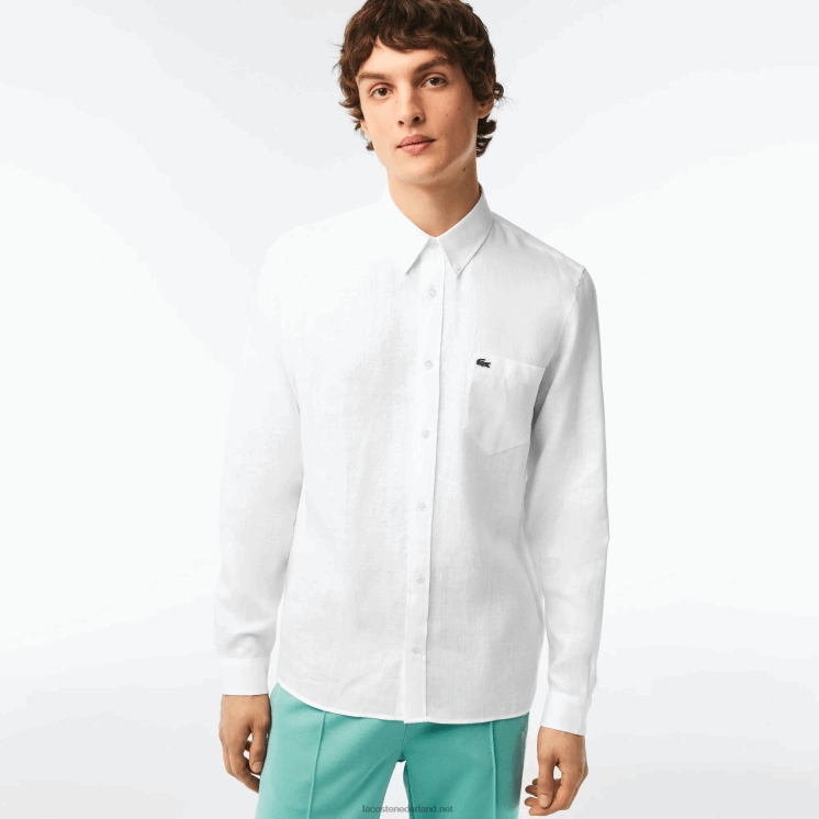 Lacoste linnen overhemd 0828H469 wit 001 Heren