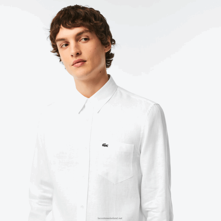 Lacoste linnen overhemd 0828H469 wit 001 Heren
