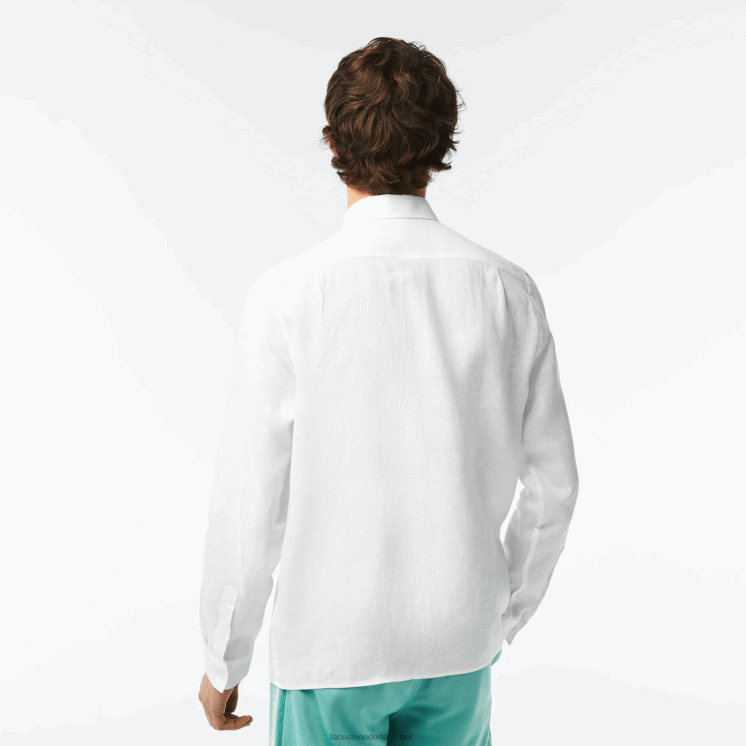 Lacoste linnen overhemd 0828H469 wit 001 Heren