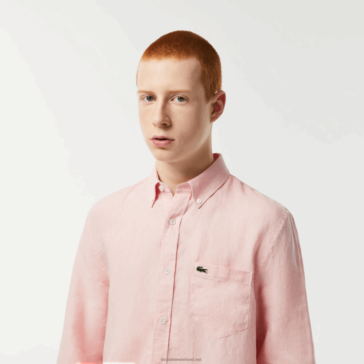 Lacoste linnen overhemd 0828H470 lichtroze t03 Heren
