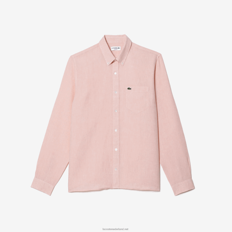 Lacoste linnen overhemd 0828H470 lichtroze t03 Heren