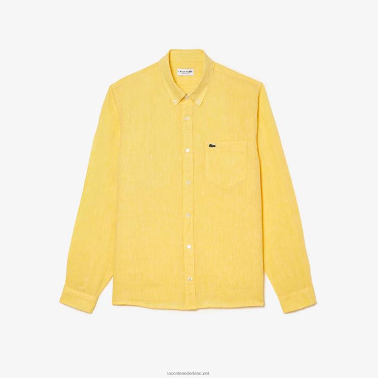 Lacoste linnen overhemd 0828H471 geel 107 Heren