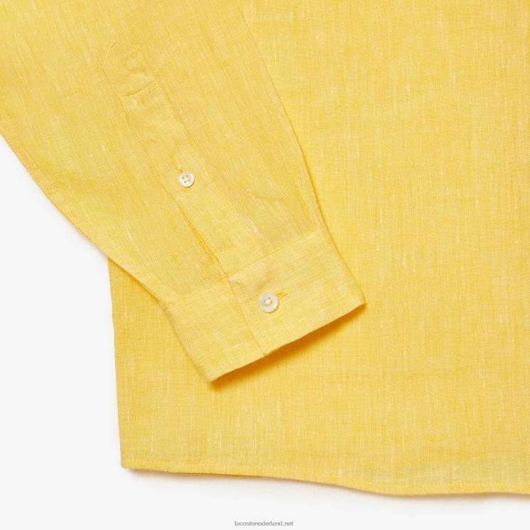 Lacoste linnen overhemd 0828H471 geel 107 Heren