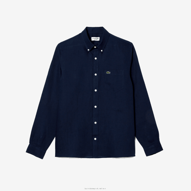 Lacoste linnen overhemd 0828H497 marineblauw 166 Heren