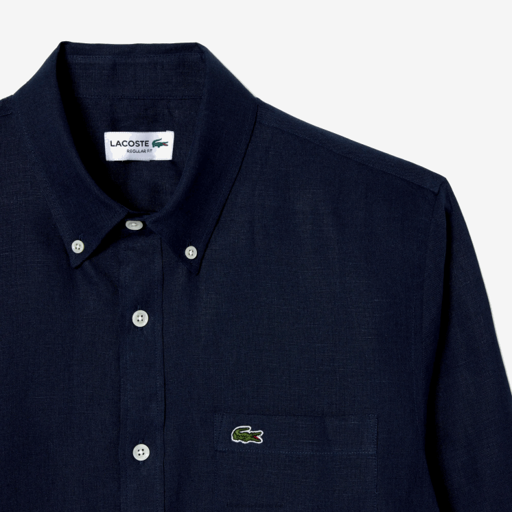 Lacoste linnen overhemd 0828H497 marineblauw 166 Heren