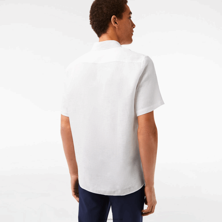 Lacoste linnen overhemd met korte mouwen 0828H490 wit 001 Heren
