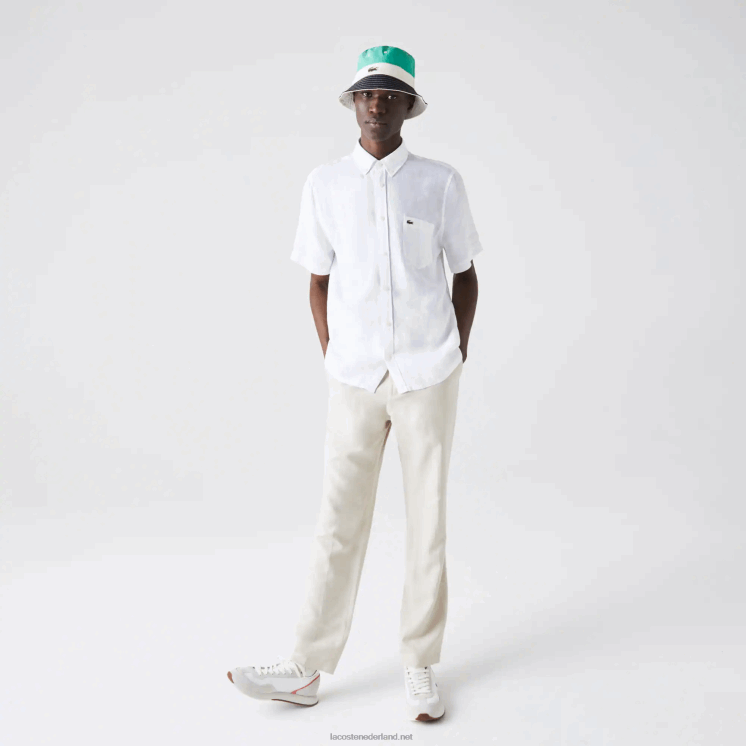 Lacoste linnen overhemd met normale pasvorm 0828H1646 wit 001 Heren