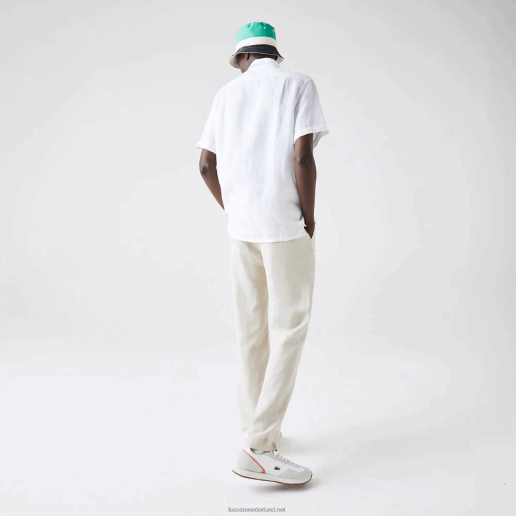 Lacoste linnen overhemd met normale pasvorm 0828H1646 wit 001 Heren