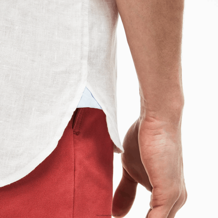 Lacoste linnen overhemd met normale pasvorm 0828H1646 wit 001 Heren