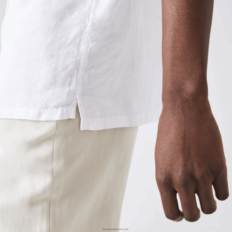 Lacoste linnen overhemd met normale pasvorm 0828H1646 wit 001 Heren