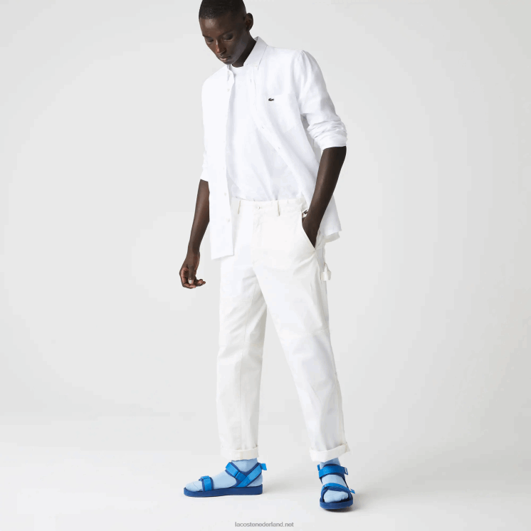 Lacoste linnen overhemd met normale pasvorm 0828H1651 wit 001 Heren