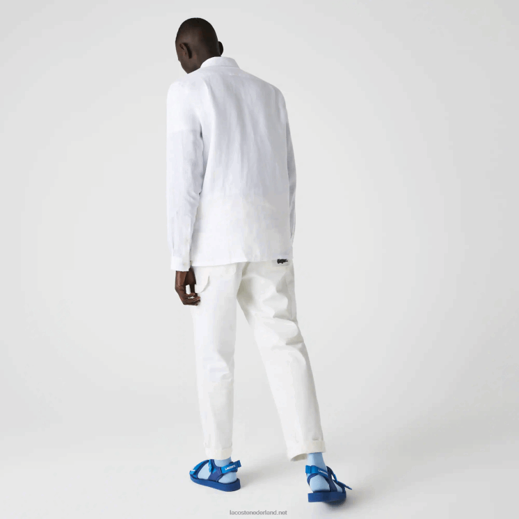 Lacoste linnen overhemd met normale pasvorm 0828H1651 wit 001 Heren
