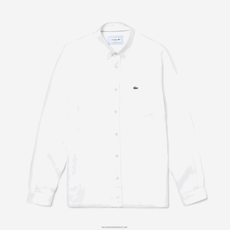Lacoste linnen overhemd met normale pasvorm 0828H1651 wit 001 Heren