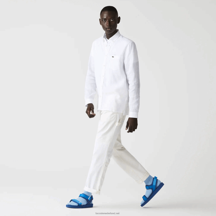 Lacoste linnen overhemd met normale pasvorm 0828H1651 wit 001 Heren