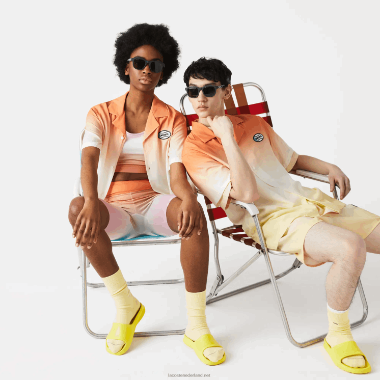 Lacoste live relaxed fit overhemd met graduele print 0828H1584 oranje wit geel z81 Heren