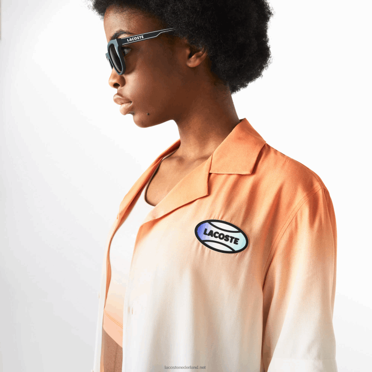 Lacoste live relaxed fit overhemd met graduele print 0828H1584 oranje wit geel z81 Heren