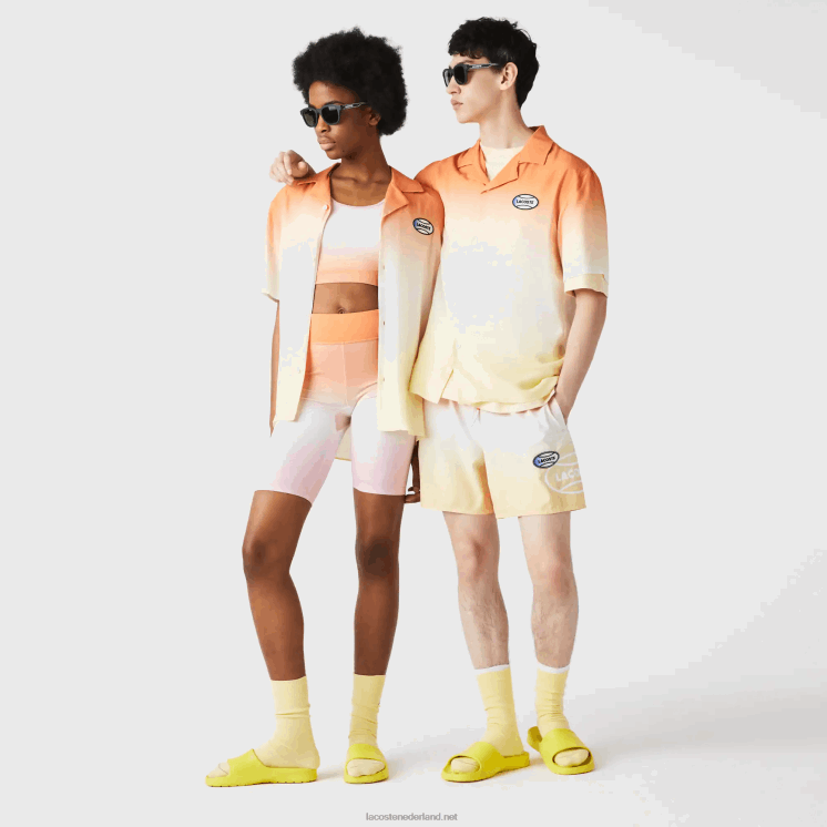 Lacoste live relaxed fit overhemd met graduele print 0828H1584 oranje wit geel z81 Heren