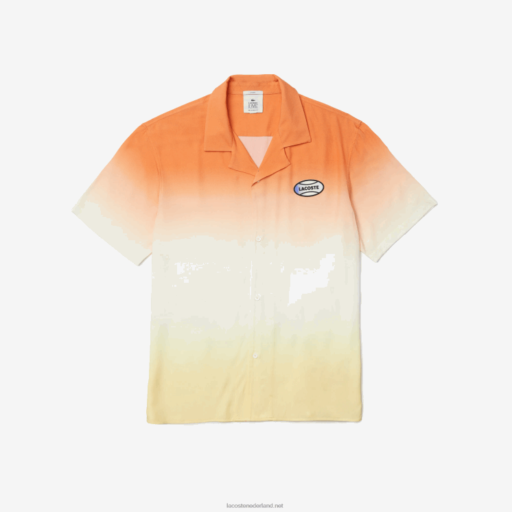 Lacoste live relaxed fit overhemd met graduele print 0828H1584 oranje wit geel z81 Heren