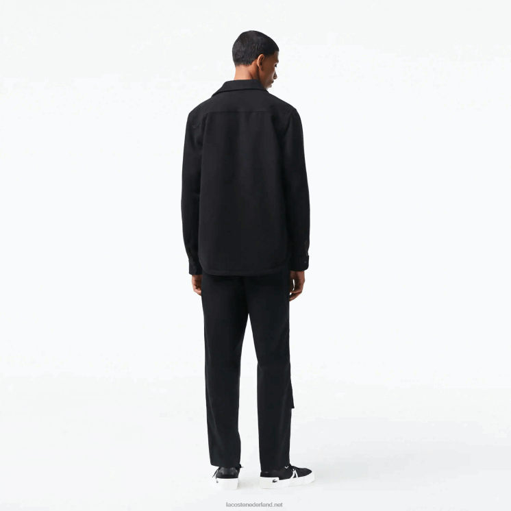 Lacoste omkeerbaar katoenen flanellen overshirt 0828H1541 kaki groen wit gby Heren