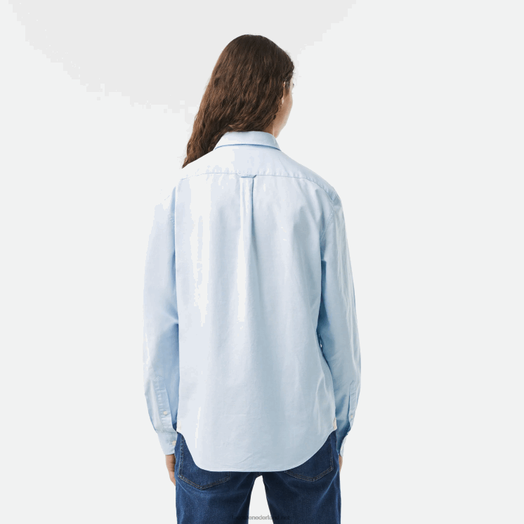 Lacoste overhemd van Oxford-katoen met knopen 0828H505 blauwe hbp Heren