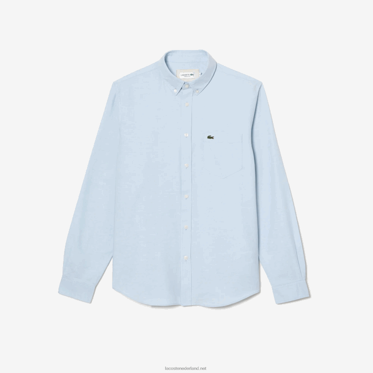 Lacoste overhemd van Oxford-katoen met knopen 0828H505 blauwe hbp Heren