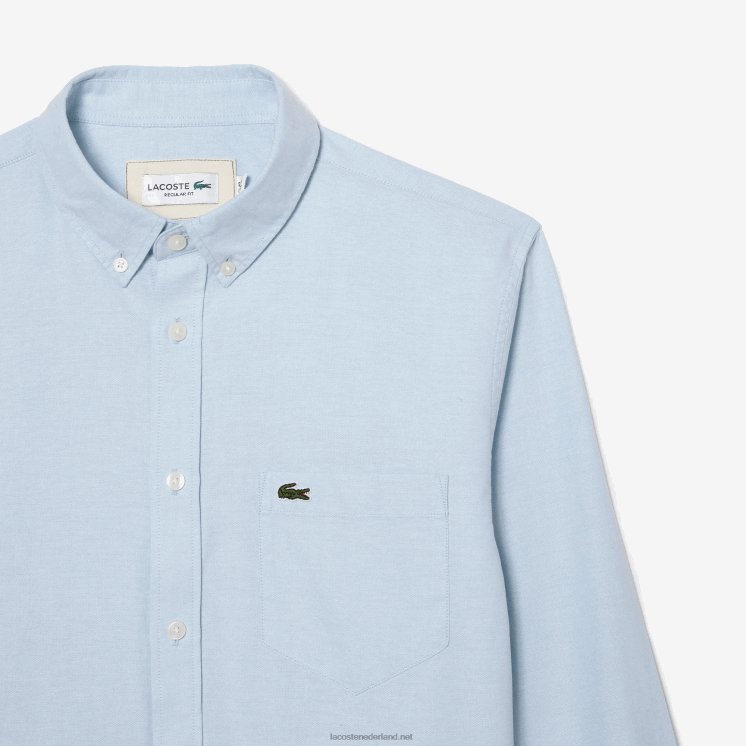 Lacoste overhemd van Oxford-katoen met knopen 0828H505 blauwe hbp Heren