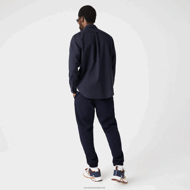 Lacoste overhemd van Oxford-katoen met knopen 0828H507 marineblauw 423 Heren