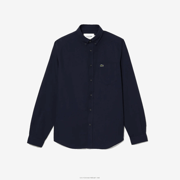 Lacoste overhemd van Oxford-katoen met knopen 0828H507 marineblauw 423 Heren