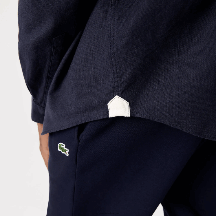 Lacoste overhemd van Oxford-katoen met knopen 0828H507 marineblauw 423 Heren