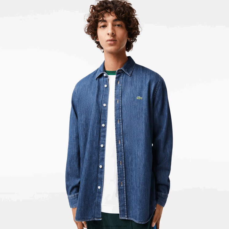 Lacoste regular fit denim overhemd van biologisch katoen 0828H1502 blauwe cdz Heren