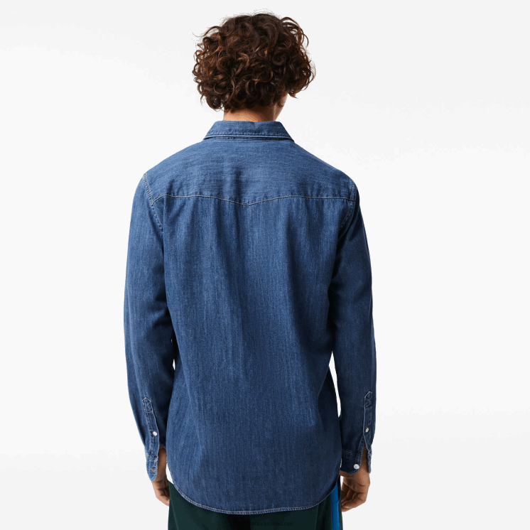 Lacoste regular fit denim overhemd van biologisch katoen 0828H1502 blauwe cdz Heren