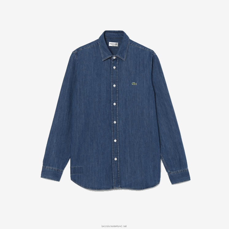 Lacoste regular fit denim overhemd van biologisch katoen 0828H1502 blauwe cdz Heren