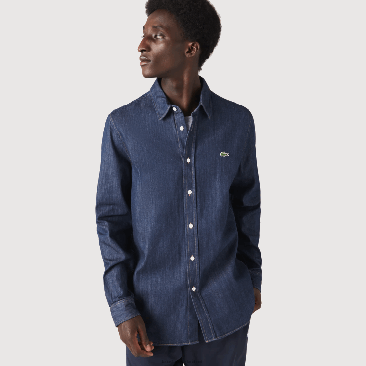Lacoste regular fit denim overhemd van biologisch katoen 0828H1503 grijs qjh Heren