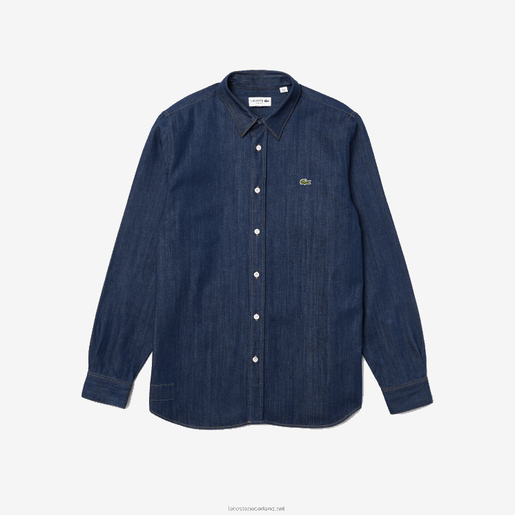 Lacoste regular fit denim overhemd van biologisch katoen 0828H1503 grijs qjh Heren