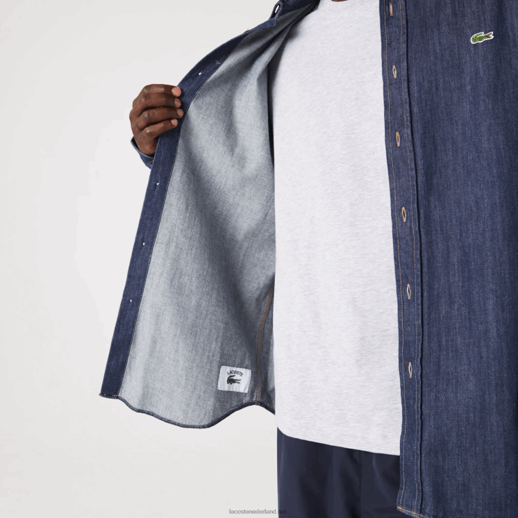 Lacoste regular fit denim overhemd van biologisch katoen 0828H1503 grijs qjh Heren