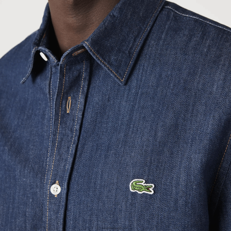 Lacoste regular fit denim overhemd van biologisch katoen 0828H1503 grijs qjh Heren