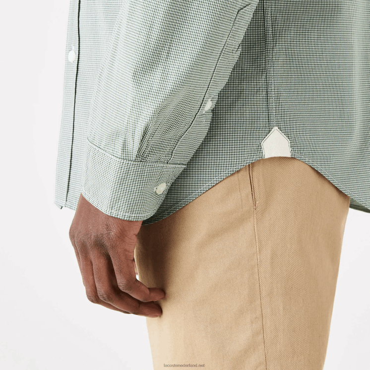 Lacoste regular-fit katoenen popeline overhemd 0828H1486 wit groen 737 Heren